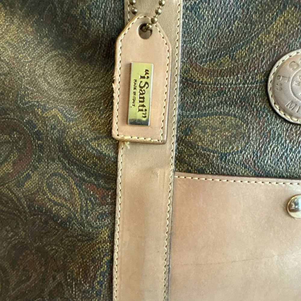 I Santi Milano Paisley Vintage Leather Purse Bag Inc COA Appraisal made in Italy
